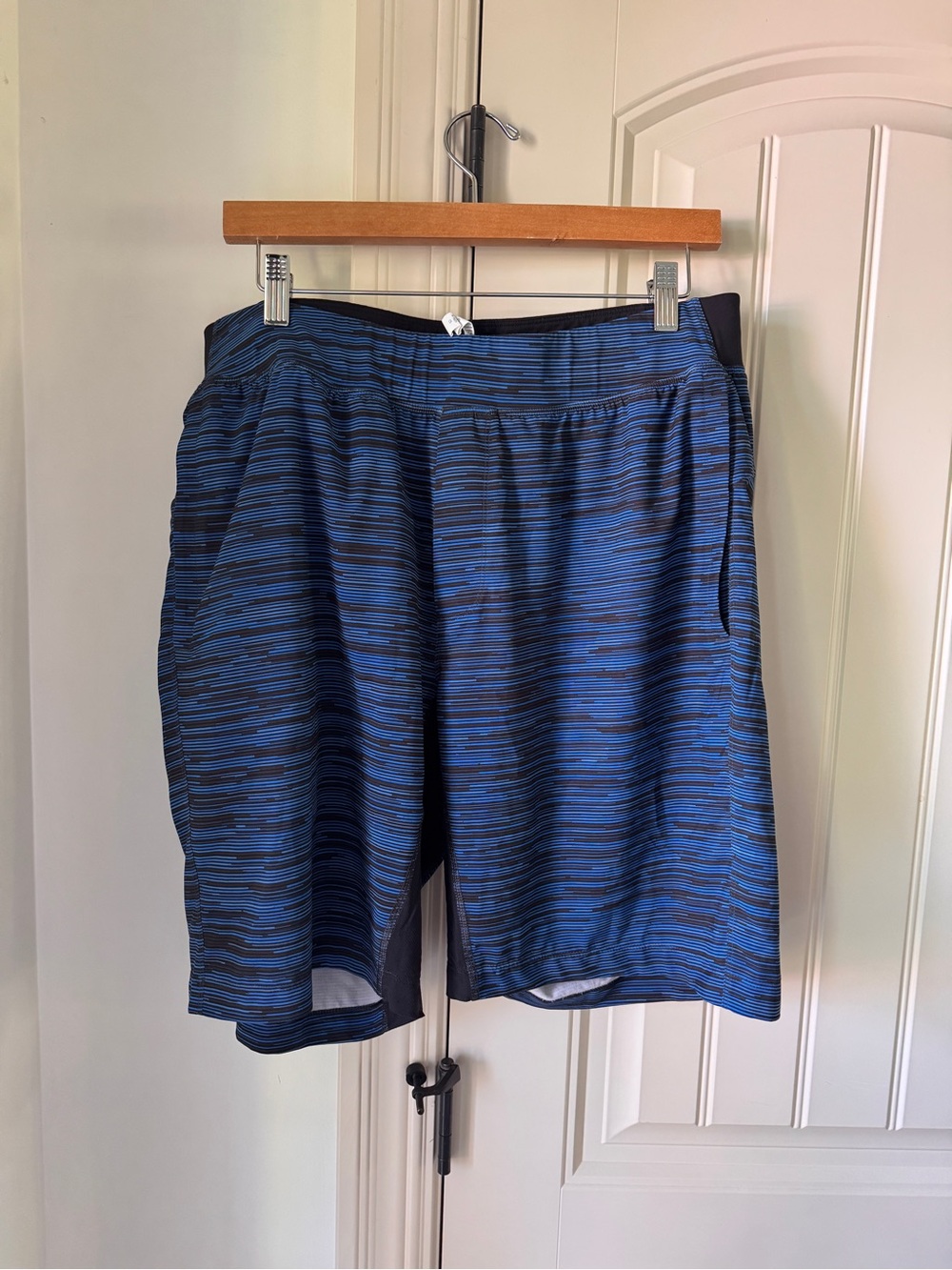lululemon blue and Black Striped Men's Athletic Shorts